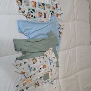 Kids Safari Animal Pajama Set - Blue, Green, White